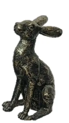 Alert hare - aged gold