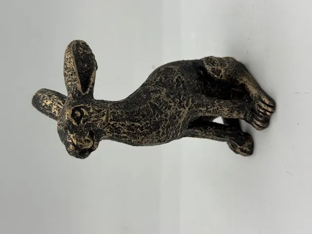 Alert hare - Miniature aged gold